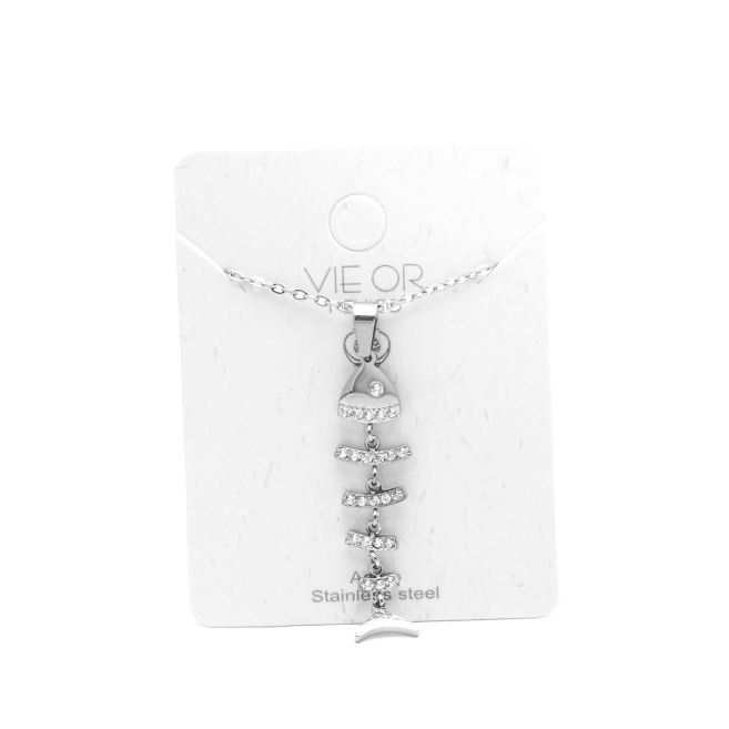 COLLAR ZO11574N PLATEADO ACERO INOXIDABLE 2D31