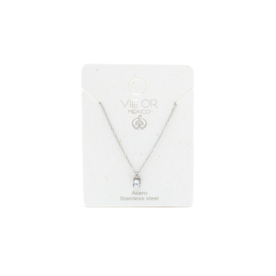 COLLAR ZO8368N PLATEADO BLANCO ACERO INOXIDABLE