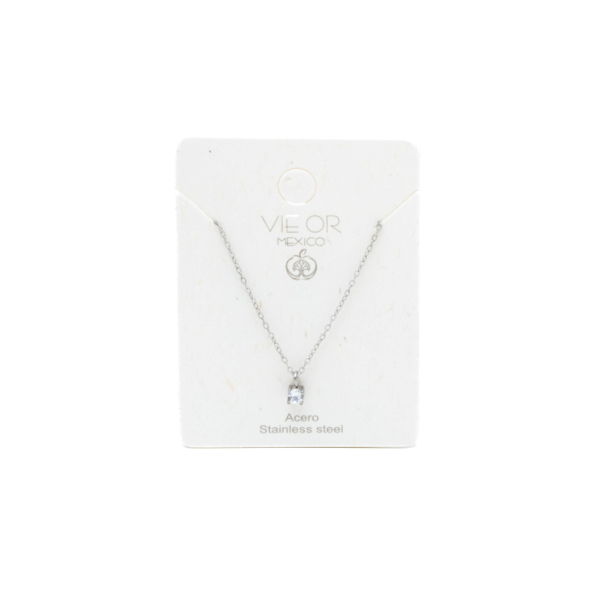 COLLAR ZO8368N PLATEADO BLANCO ACERO INOXIDABLE