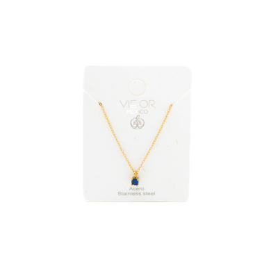 COLLAR ZO8368N DORADO AZUL ACERO INOXIDABLE