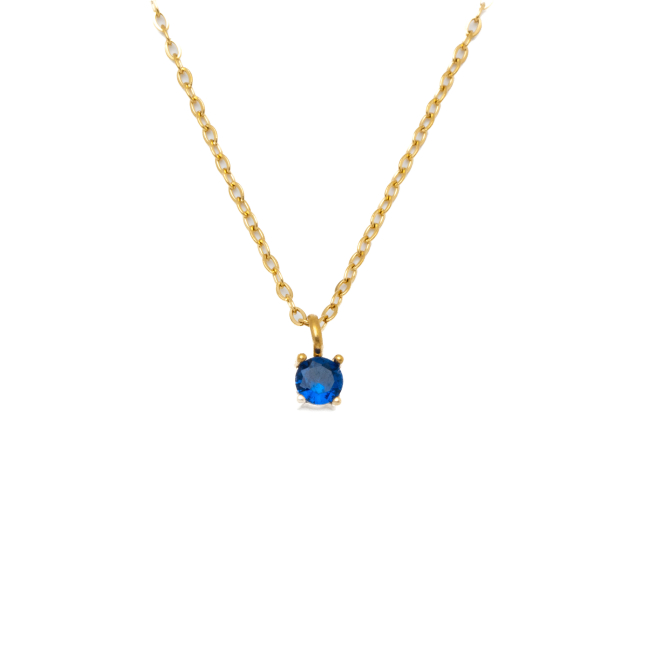 COLLAR ZO8368N DORADO AZUL ACERO INOXIDABLE