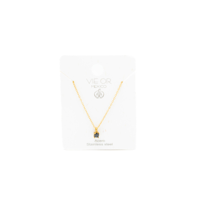 COLLAR ZO8368N DORADO NEGRO ACERO INOXIDABLE