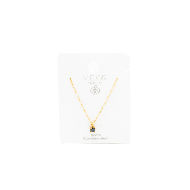 COLLAR ZO8368N DORADO NEGRO ACERO INOXIDABLE