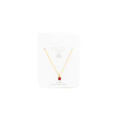 COLLAR ZO8368N DORADO ROJO ACERO INOXIDABLE