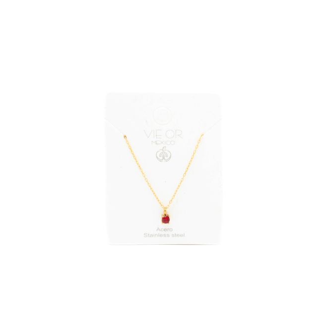 COLLAR ZO8368N DORADO ROJO ACERO INOXIDABLE