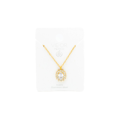 COLLAR ZO15931N DORADO BLANCO ACERO INOXIDABLE E12