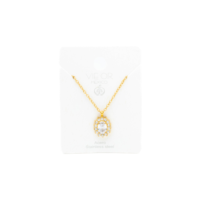 COLLAR ZO15931N DORADO BLANCO ACERO INOXIDABLE E12