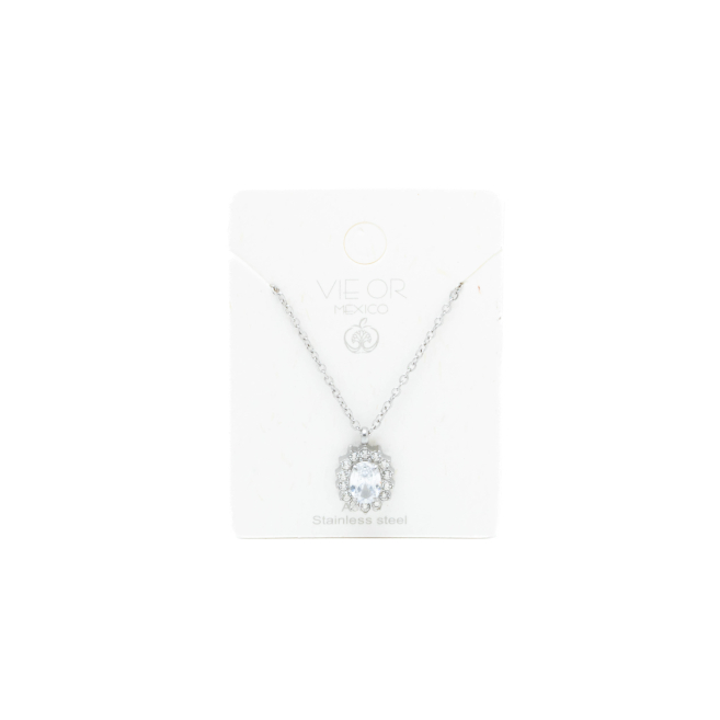 COLLAR ZO15931N PLATEADO BLANCO ACERO INOXIDABLE E12