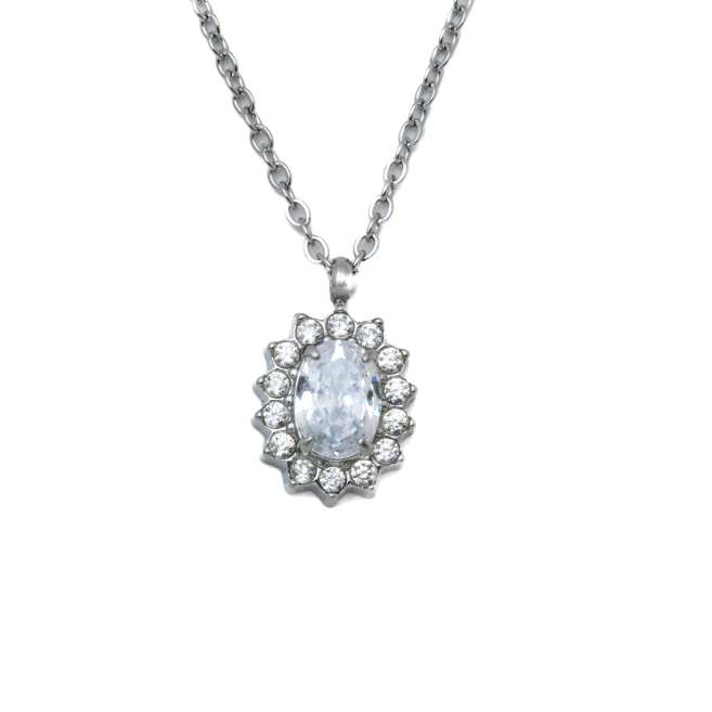 COLLAR ZO15931N PLATEADO BLANCO ACERO INOXIDABLE E12