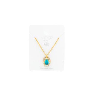 COLLAR ZO15931N DORADO AZUL ACERO INOXIDABLE E12