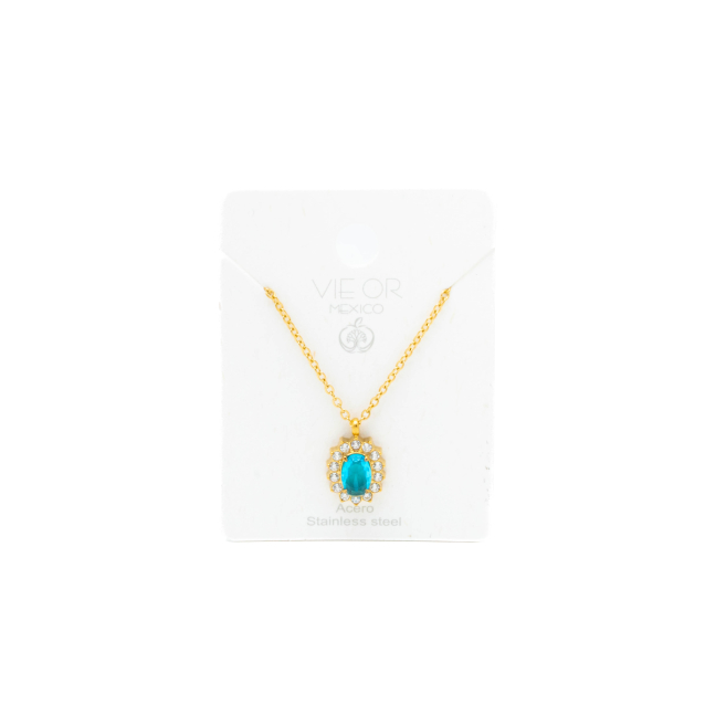 COLLAR ZO15931N DORADO AZUL ACERO INOXIDABLE E12