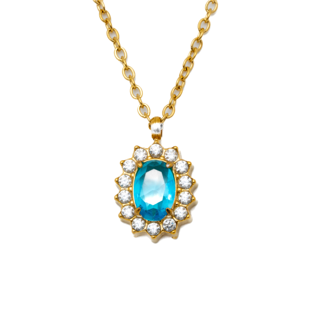 COLLAR ZO15931N DORADO AZUL ACERO INOXIDABLE E12