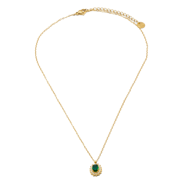 COLLAR ZO15931N DORADO VERDE ACERO INOXIDABLE E12