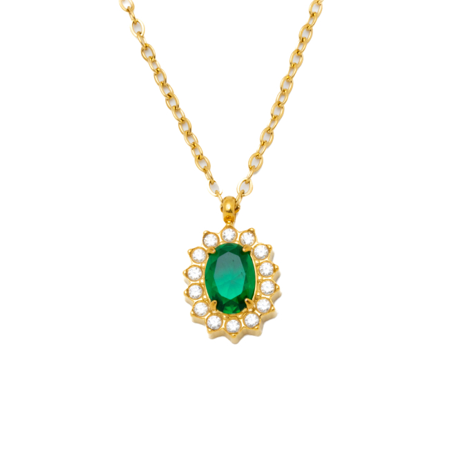 COLLAR ZO15931N DORADO VERDE ACERO INOXIDABLE E12