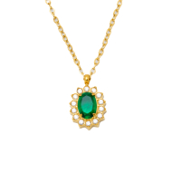 COLLAR ZO15931N DORADO VERDE ACERO INOXIDABLE E12