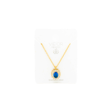 COLLAR ZO15931N DORADO AZUL ACERO INOXIDABLE E12