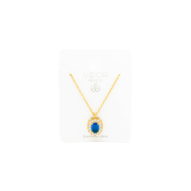 COLLAR ZO15931N DORADO AZUL ACERO INOXIDABLE E12
