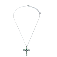 COLLAR ZO15374N PLATEADO VERDE ACERO INOXIDABLE E31