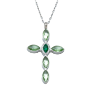 COLLAR ZO15374N PLATEADO VERDE ACERO INOXIDABLE E31