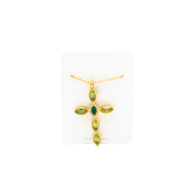 COLLAR ZO15374N DORADO VERDE ACERO INOXIDABLE E31