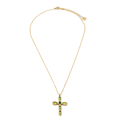 COLLAR ZO15374N DORADO VERDE ACERO INOXIDABLE E31