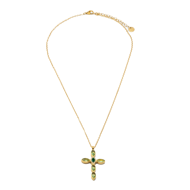 COLLAR ZO15374N DORADO VERDE ACERO INOXIDABLE E31