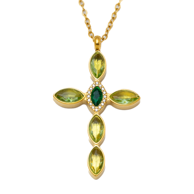 COLLAR ZO15374N DORADO VERDE ACERO INOXIDABLE E31