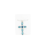 COLLAR ZO15374N PLATEADO AZUL ACERO INOXIDABLE E31