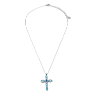 COLLAR ZO15374N PLATEADO AZUL ACERO INOXIDABLE E31