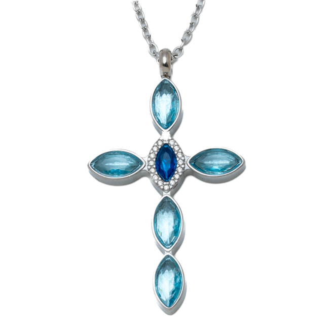 COLLAR ZO15374N PLATEADO AZUL ACERO INOXIDABLE E31