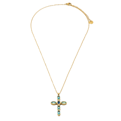 COLLAR ZO15374N DORADO AZUL ACERO INOXIDABLE E31