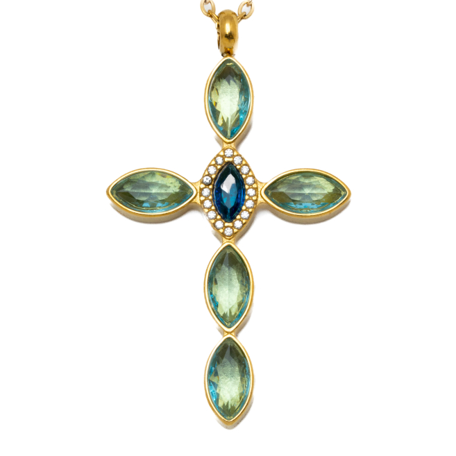 COLLAR ZO15374N DORADO AZUL ACERO INOXIDABLE E31