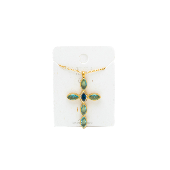 COLLAR ZO15374N DORADO AZUL ACERO INOXIDABLE E31