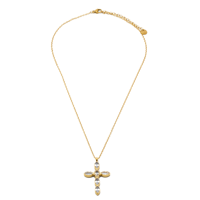 COLLAR ZO15374N DORADO BLANCO ACERO INOXIDABLE E31