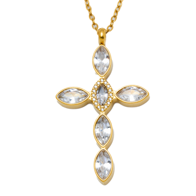COLLAR ZO15374N DORADO BLANCO ACERO INOXIDABLE E31