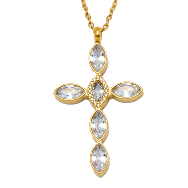 COLLAR ZO15374N DORADO BLANCO ACERO INOXIDABLE E31