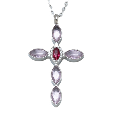 COLLAR ZO15374N PLATEADO ROSA ACERO INOXIDABLE E31