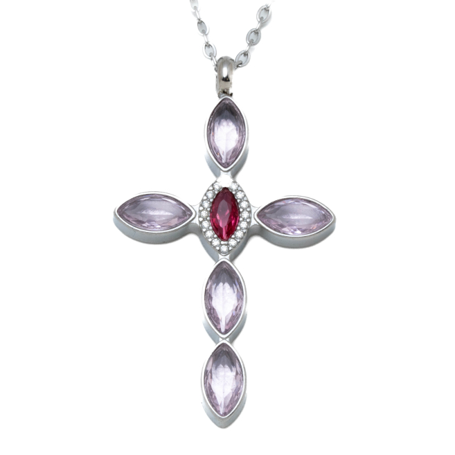 COLLAR ZO15374N PLATEADO ROSA ACERO INOXIDABLE E31