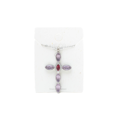 COLLAR ZO15374N PLATEADO ROSA ACERO INOXIDABLE E31