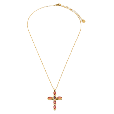 COLLAR ZO15374N DORADO ROJO ACERO INOXIDABLE E31