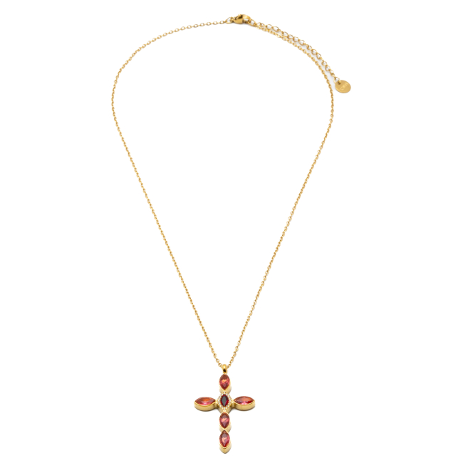 COLLAR ZO15374N DORADO ROJO ACERO INOXIDABLE E31