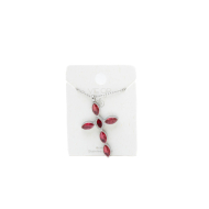 COLLAR ZO15374N PLATEADO ROJO ACERO INOXIDABLE E31