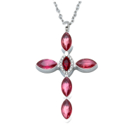 COLLAR ZO15374N PLATEADO ROJO ACERO INOXIDABLE E31