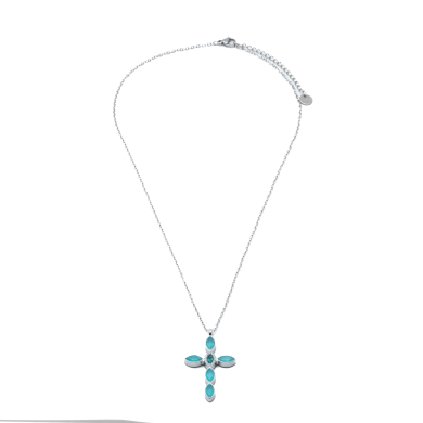 COLLAR ZO15374N PLATEADO VERDE ACERO INOXIDABLE E31
