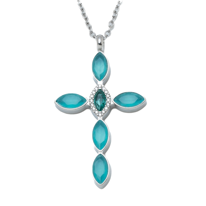 COLLAR ZO15374N PLATEADO VERDE ACERO INOXIDABLE E31