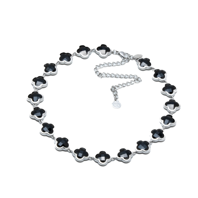 COLLAR ZO13110N PLATEADO NEGRO ACERO INOXIDABLE E47