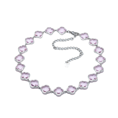 COLLAR ZO13110N PLATEADO ROSA ACERO INOXIDABLE E47