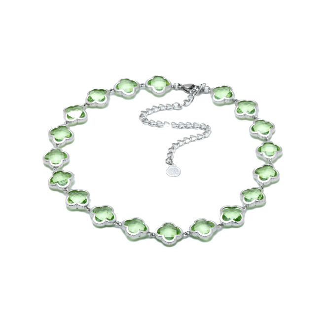 COLLAR ZO13110N PLATEADO VERDE ACERO INOXIDABLE E47