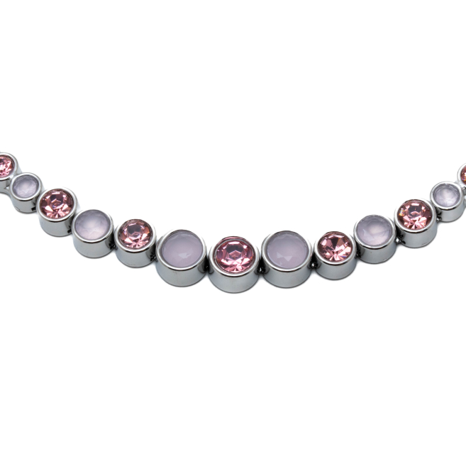 COLLAR ZO15785N PLATEADO ROSA ACERO INOXIDABLE E43