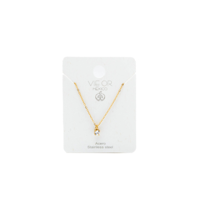 COLLAR ZO8368N DORADO BLANCO ACERO INOXIDABLE